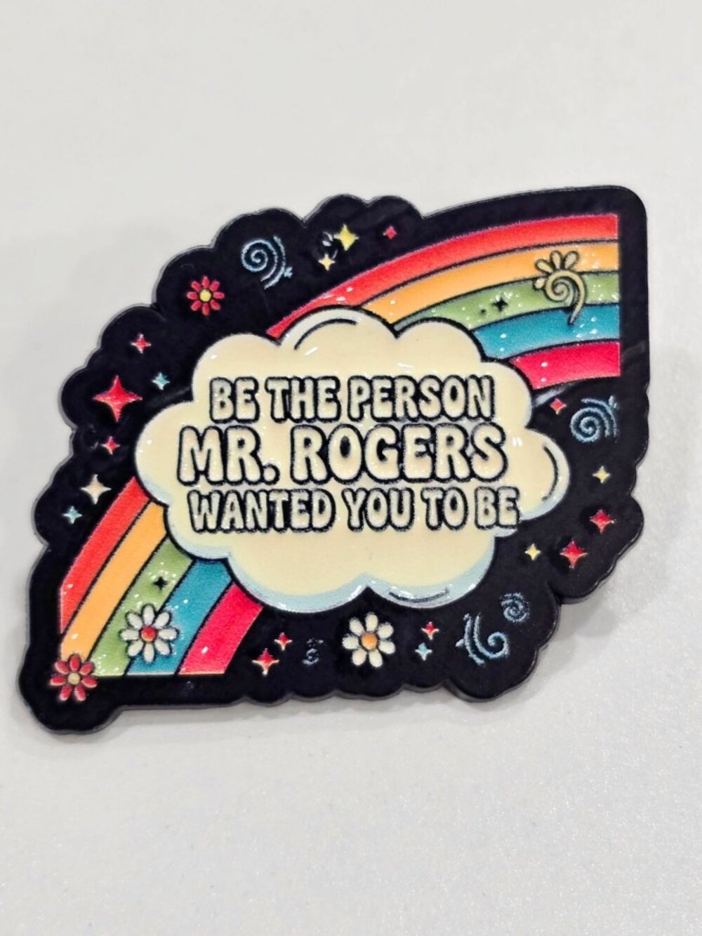 Artisan Mr Rogers Rainbow Enamel Pin Be The Person Novelty Retro Flower Badge OS